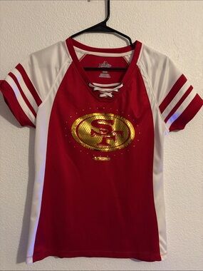 Majestic Red & White Lace-Up San Francisco 49ers Women’s Jersey